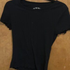 Aero Womens‎ Black Shrunken Tee Cropped Black T Shirt Size Medium